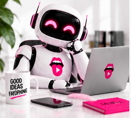 Robot de La Viral AI trabajando con un portátil