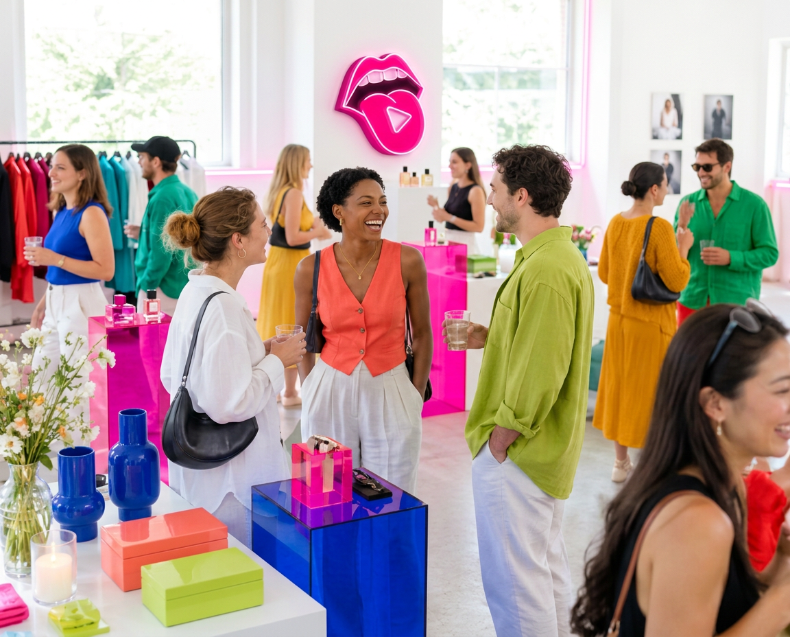 Personas conversando y disfrutando de un pop-up creativo